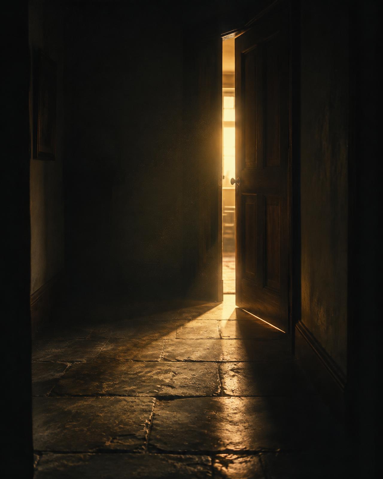 Light through an open door